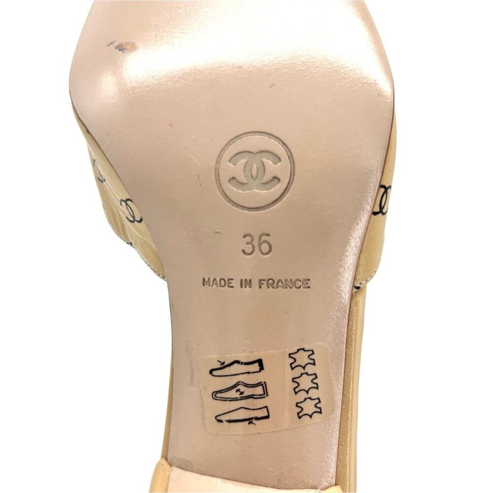 Chanel Vintage Lagerfeld CC Print Pointed Toe Kitten Heel Mules Slip On Pumps 36 - Picture 11 of 12